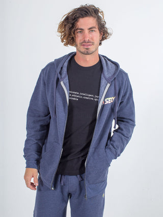 Mens zip up hoodie sexy brand in heather navy