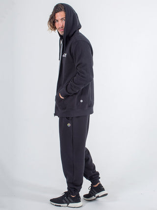 Mens zip up hoodie sexy brand in black with black jogger sweats