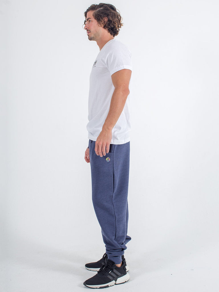 mens sweats joggers sexy brand in navy blue side view