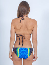 Sexy Brand women's swim bikini blue and green vibrations triangle top back view