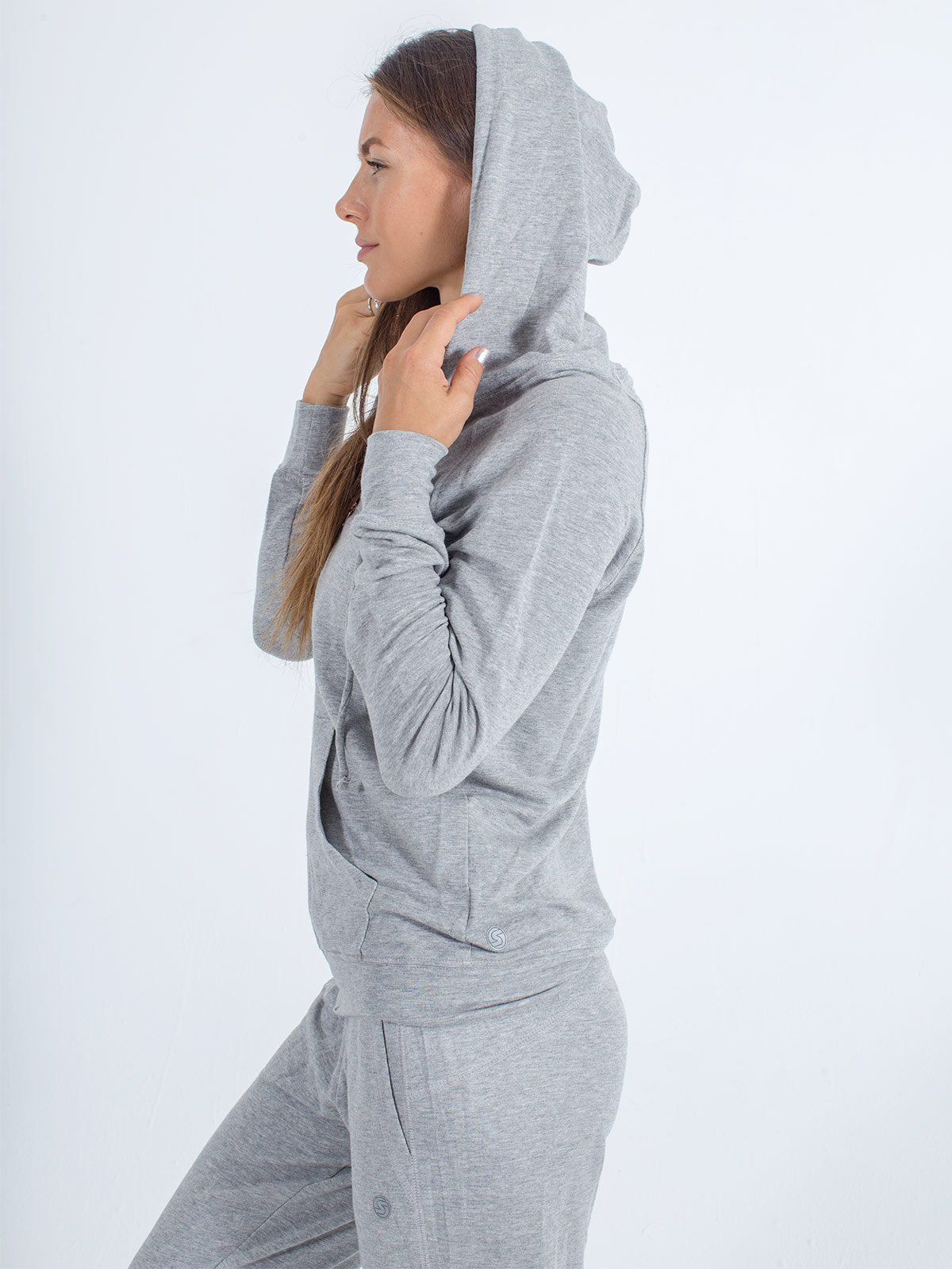sexy brand womens softie hoodie zipup front gray