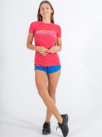 sexy brand womens 3 bar California crew neck red with softie shorts blue