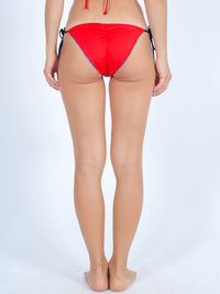 Sexy Brand women's swimwear side tie reversible bikini bottom red back view
